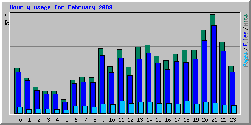Hourly usage for February 2009