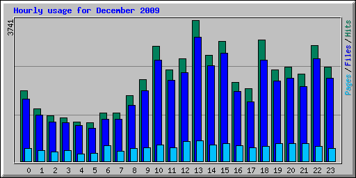 Hourly usage for December 2009